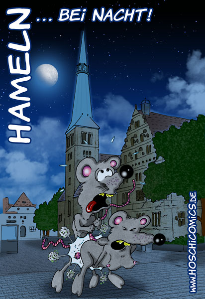 Ratten-Motiv #002: 'Hameln bei Nacht'