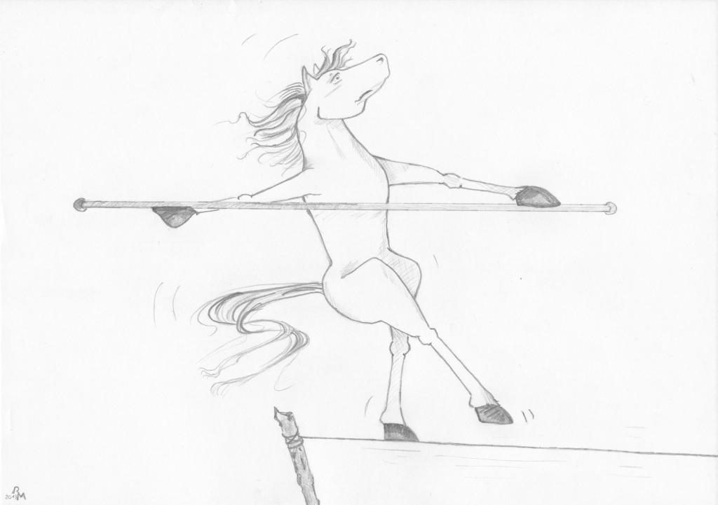 "Pferde-Seiltanz"
Bleistift-Zeichnung