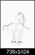 "Arzt-Pferd" 
Bleistift-Zeichnung 
Karikatur für die Website einer "Pferde-Osteopathin"