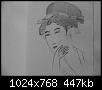 japanische Dame nach japanischen Holzschnitt  (Zeichnung 2015)